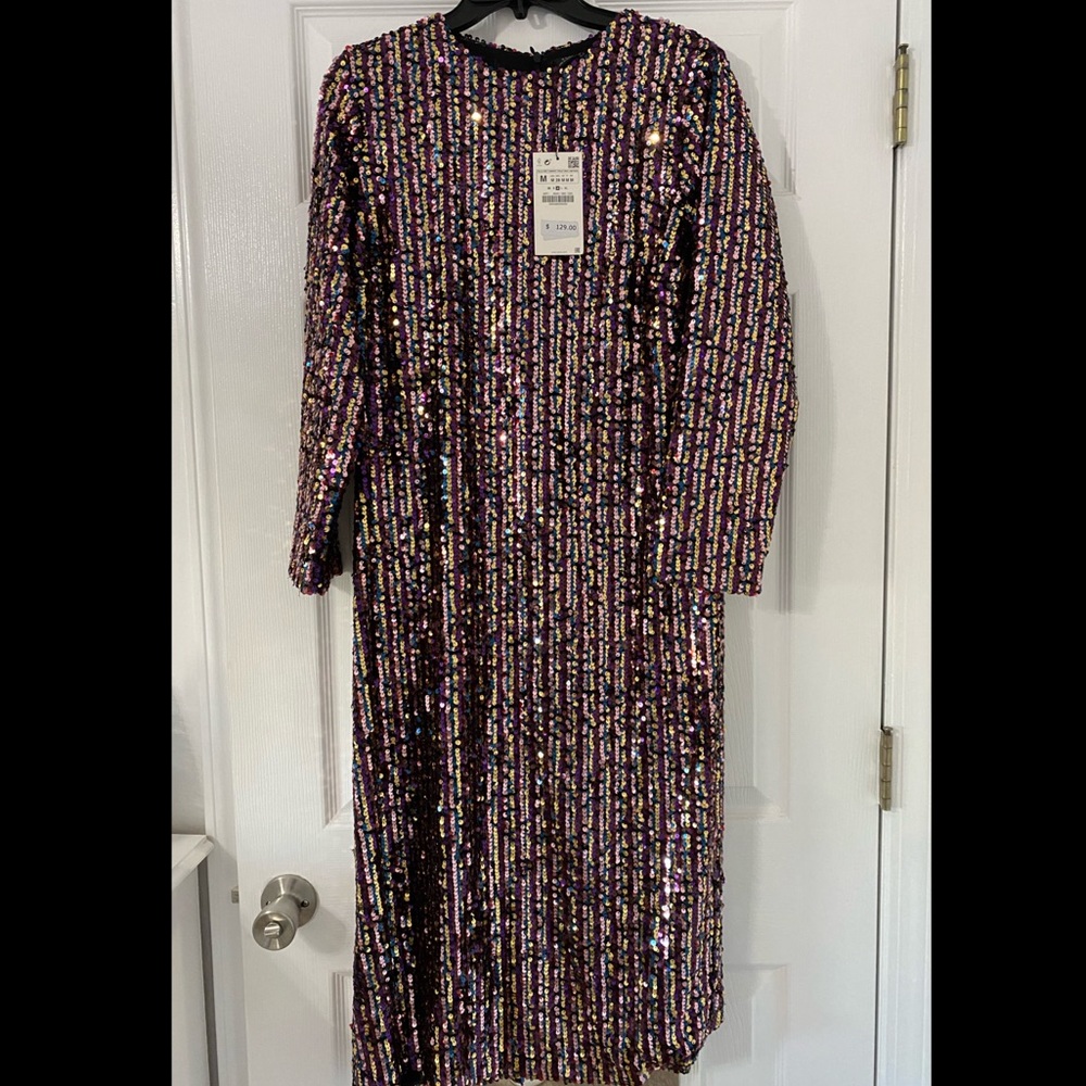 NWT Zara Sequin Midi Dress